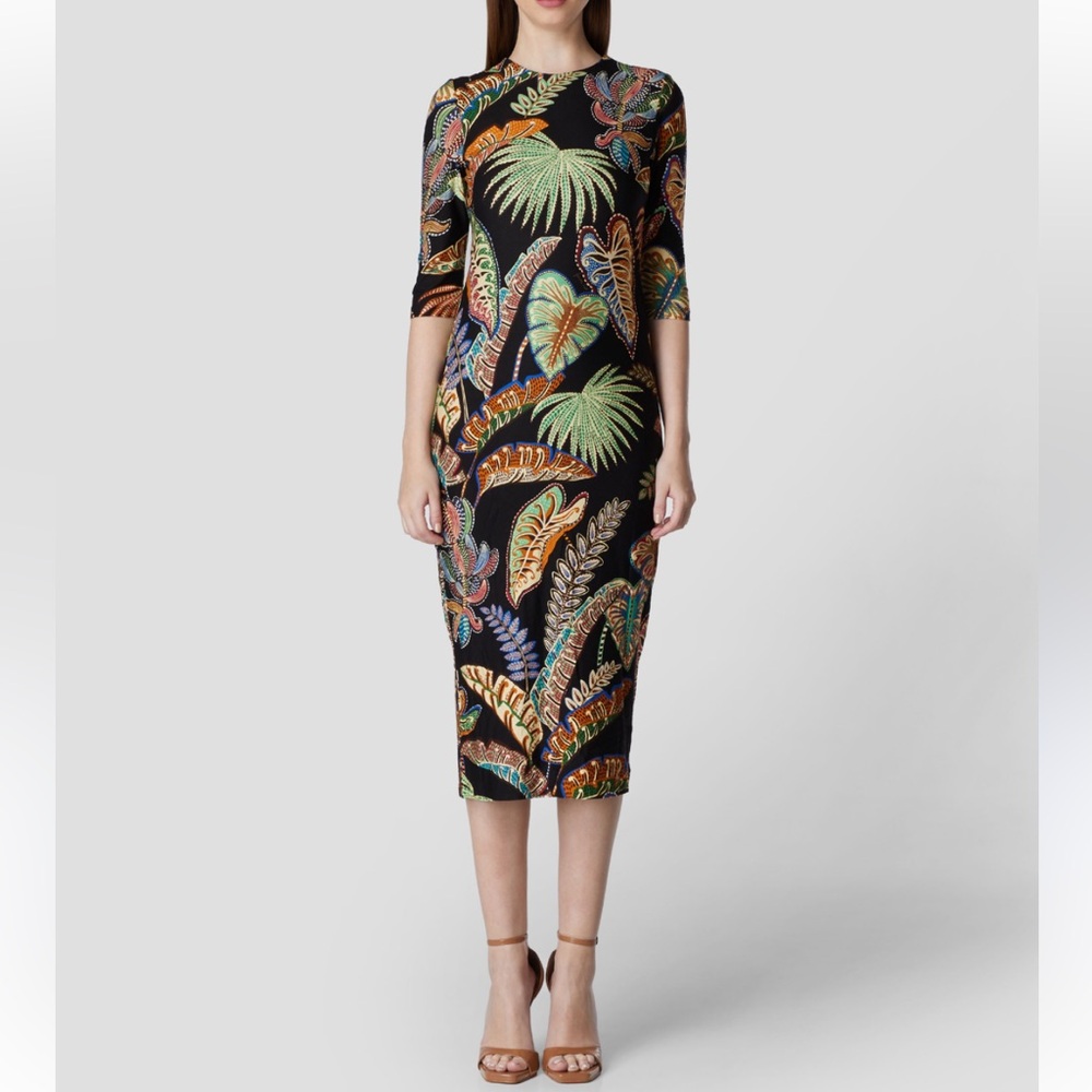 Farm Rio Cool Foliage Jersey Midi Dress